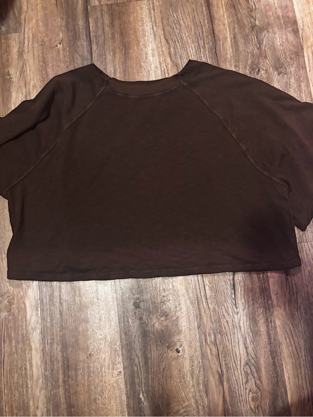 Aerie Cropped Slub Shirt in Brown